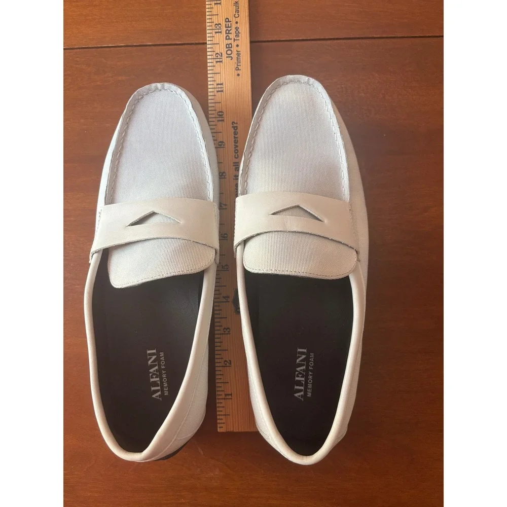 Alfani Iker Penny Loafer Driver Mens 8M White Memory Foam Slip On Good
